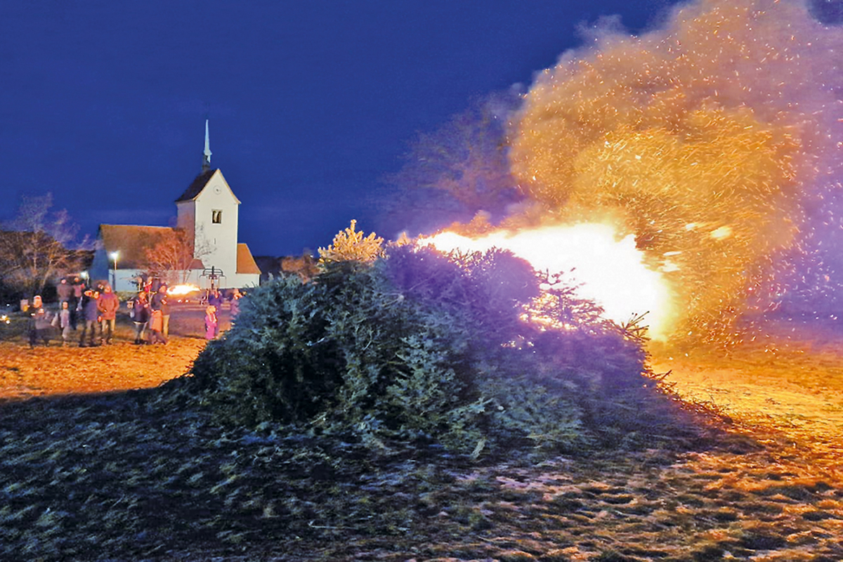 Burgen-Blick - Weihnachtsbaum verbrennen Kornhochheim